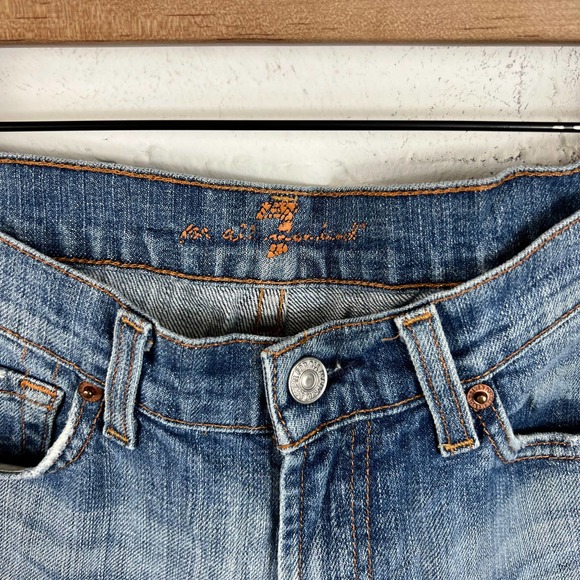 7 For All Mankind Women's Stretch Straight Denim Jeans High Rise Brown Size 28 - Picture 3 of 6